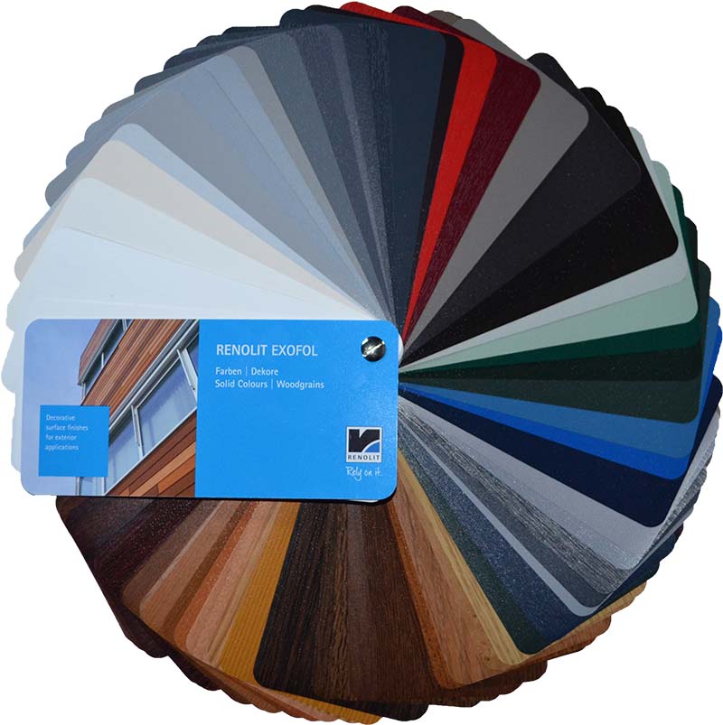 Renolit Exofol Folienfächer beinhaltet: MX,PX,FX Dekore